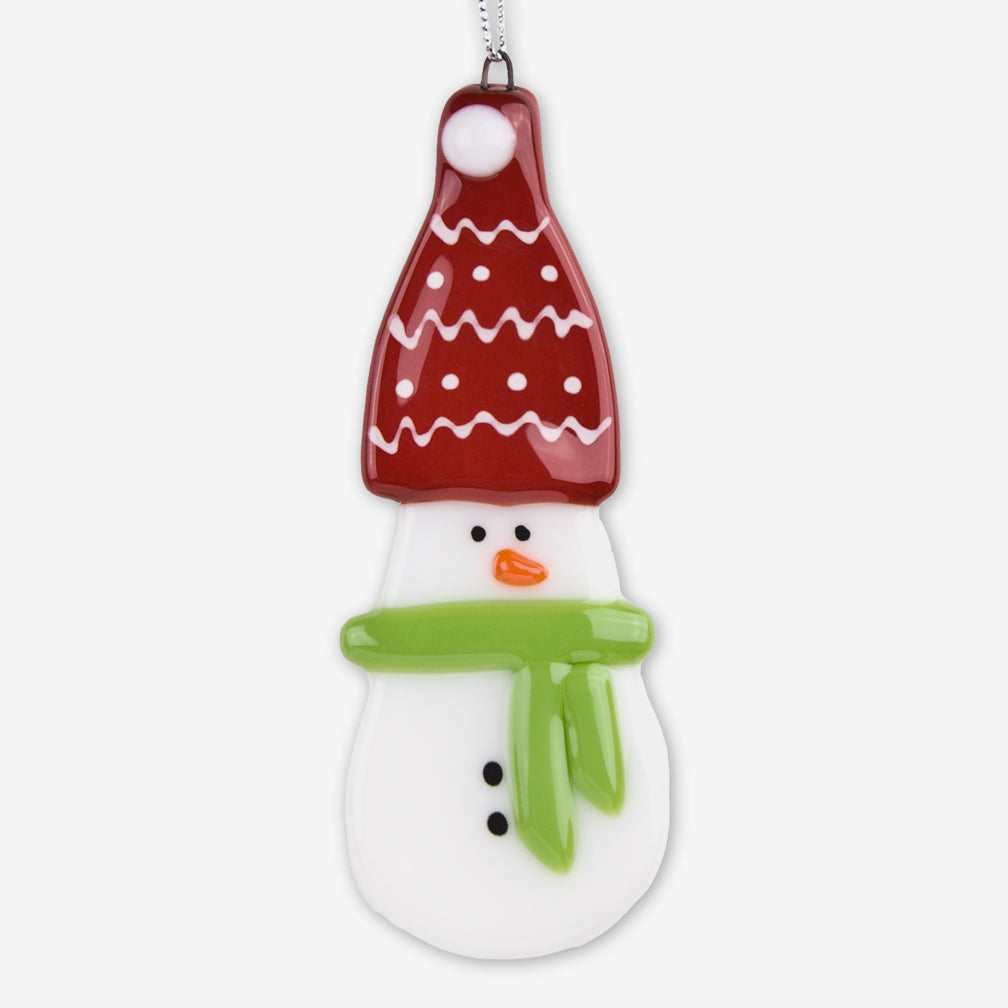 Glassworks Northwest: Fused Glass Ornaments: Snowman with Red Hat