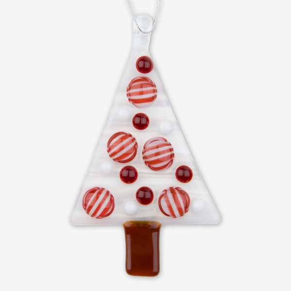 Glassworks Northwest: Fused Glass Ornaments: Tree-mendous Red White Tree
