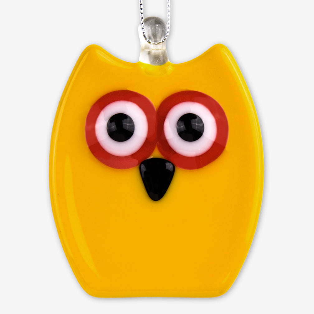 Glassworks Northwest: Fused Glass Ornaments: Yellow Owl
