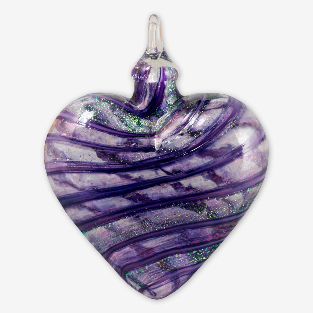 Glass Eye Studio: Artisan Heart Ornaments: Purple Jasmine