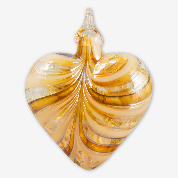 Glass Eye Studio: Artisan Heart Ornaments: Golden Amber