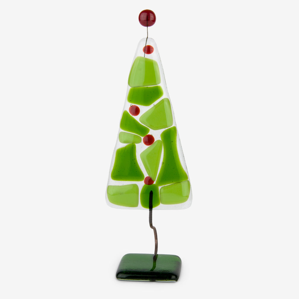 Glassfire Jewelry & More Holiday: Christmas Tree, Clear with Two Greens and Red Dots
