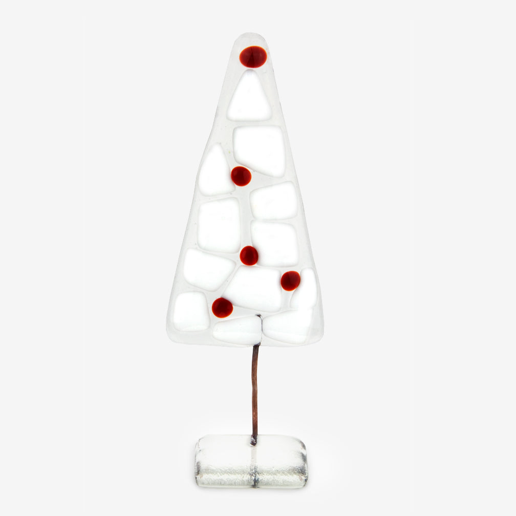 Glassfire Jewelry & More Holiday: Christmas Tree, White with Red Balls, Narrow