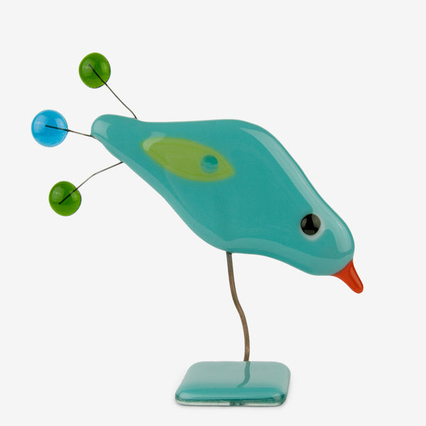 Glassfire Jewelry & More: Small Bird #10, Aqua, Lime Green