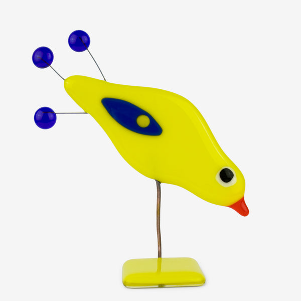 Glassfire Jewelry & More: Small Bird #10, Lemon Yellow, Dark Blue