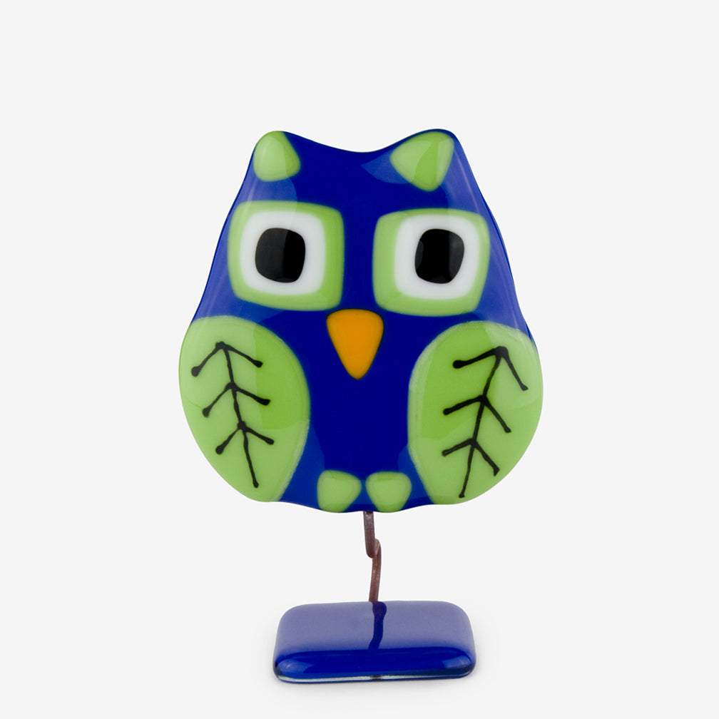 Glassfire Jewelry & More: Small Owl, Dark Blue, Lime Green