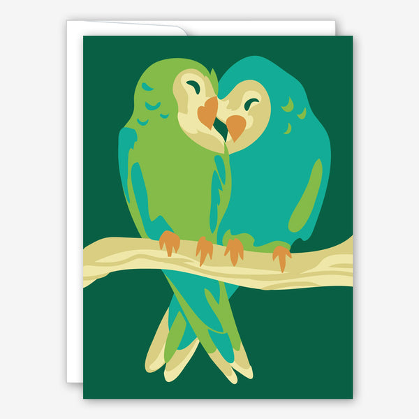 Great Arrow Anniversary Card: Parakeet Couple