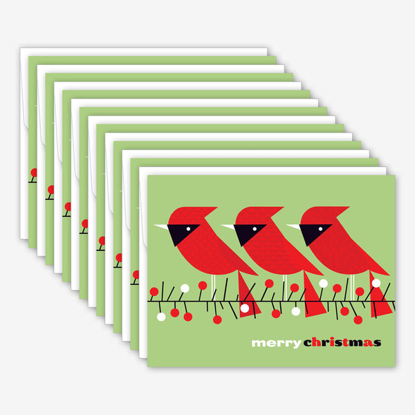 Great Arrow Christmas Box of Cards: Three Cardinals on Branch