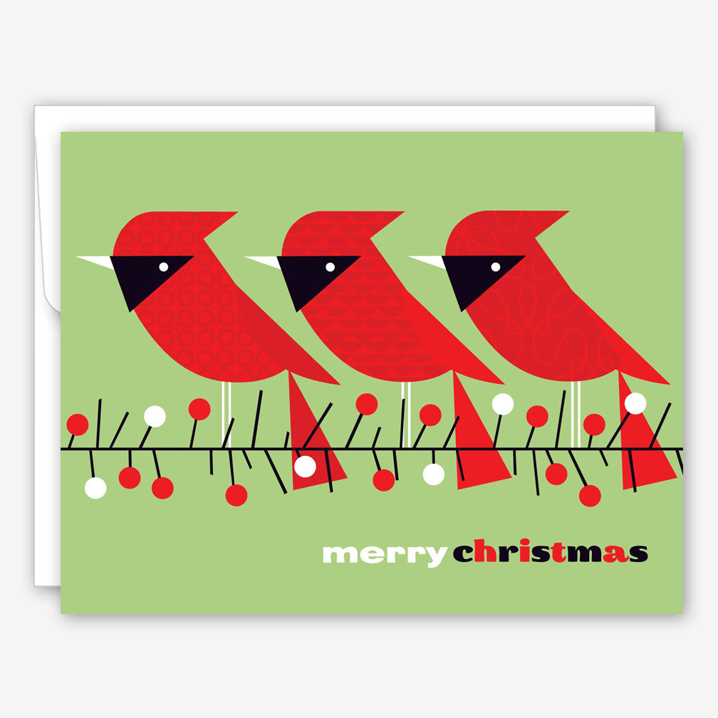 Great Arrow Christmas Card: Three Cardinals on Branch