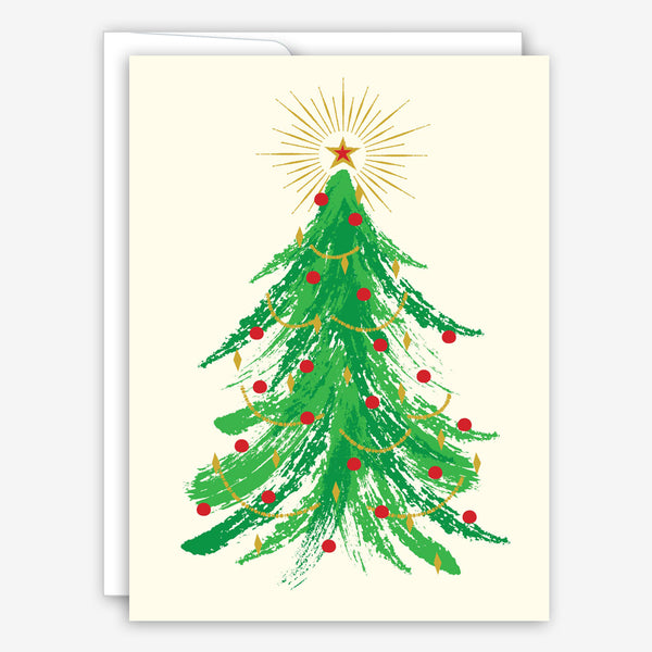 Great Arrow Christmas Card: Brush Stroke Tree With Metallic Detail