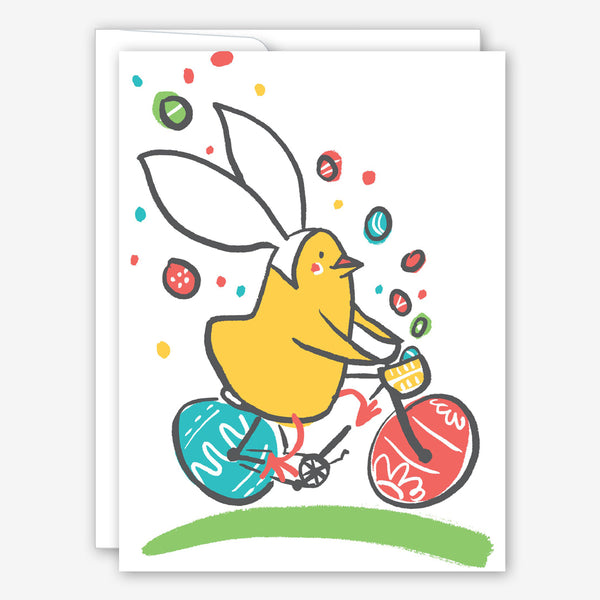 Great Arrow Easter Card: Bunny Chick On Egg Bike
