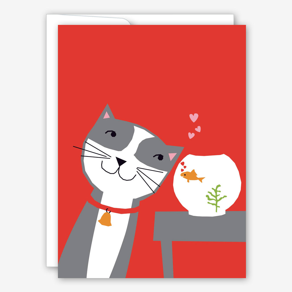 Great Arrow Love Card: Cat and Goldfish