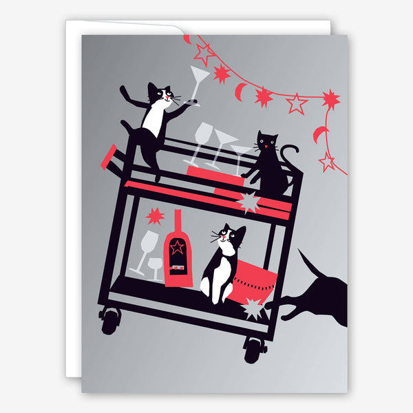 Great Arrow New Year’s Card: Crazy Cats on Metallic Silver
