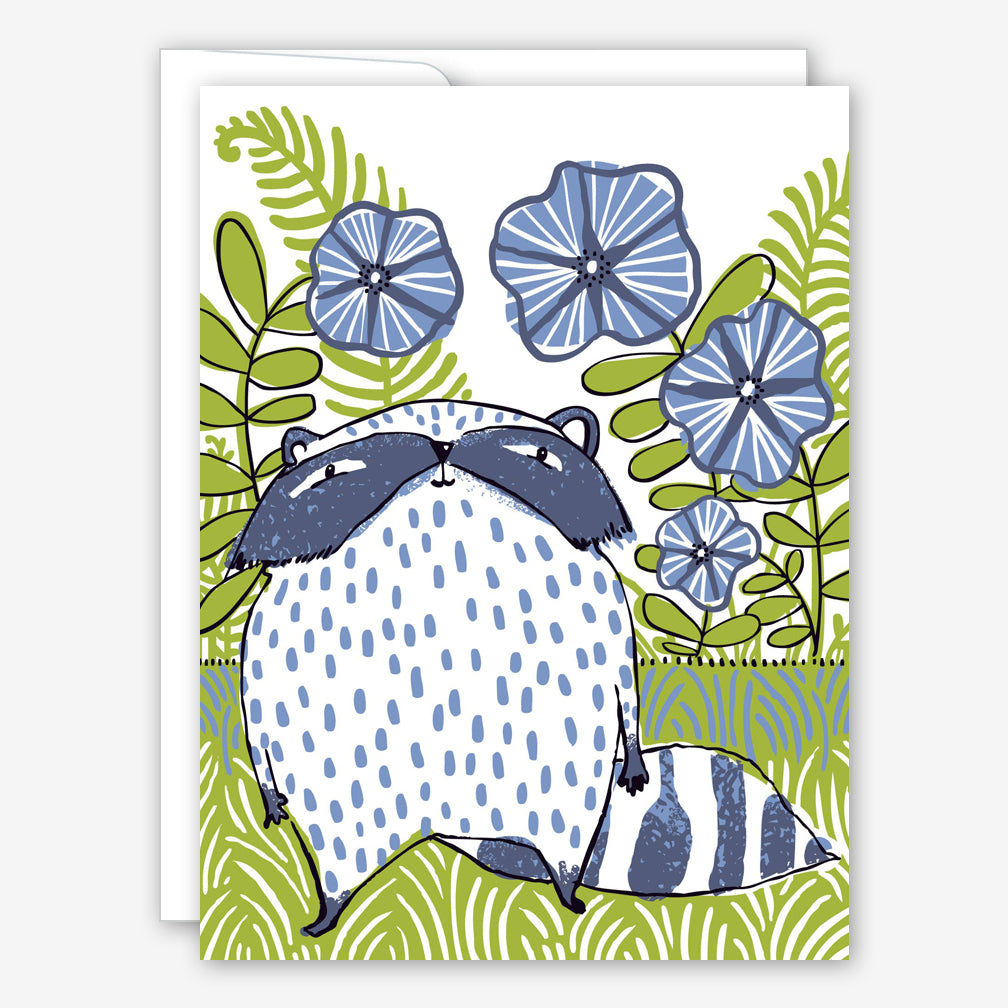 Great Arrow Thank You Card: Racoon in Flowerbed