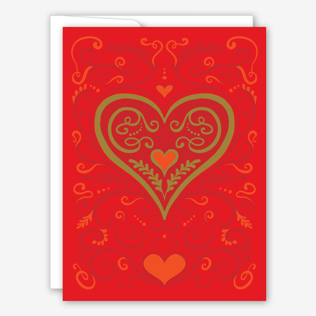 Great Arrow Valentine’s Day Card: Fancy Filigree Heart with Gold