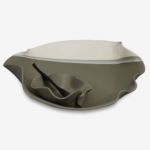Hilborn Pottery Design: Large Dip Set: Grey & White