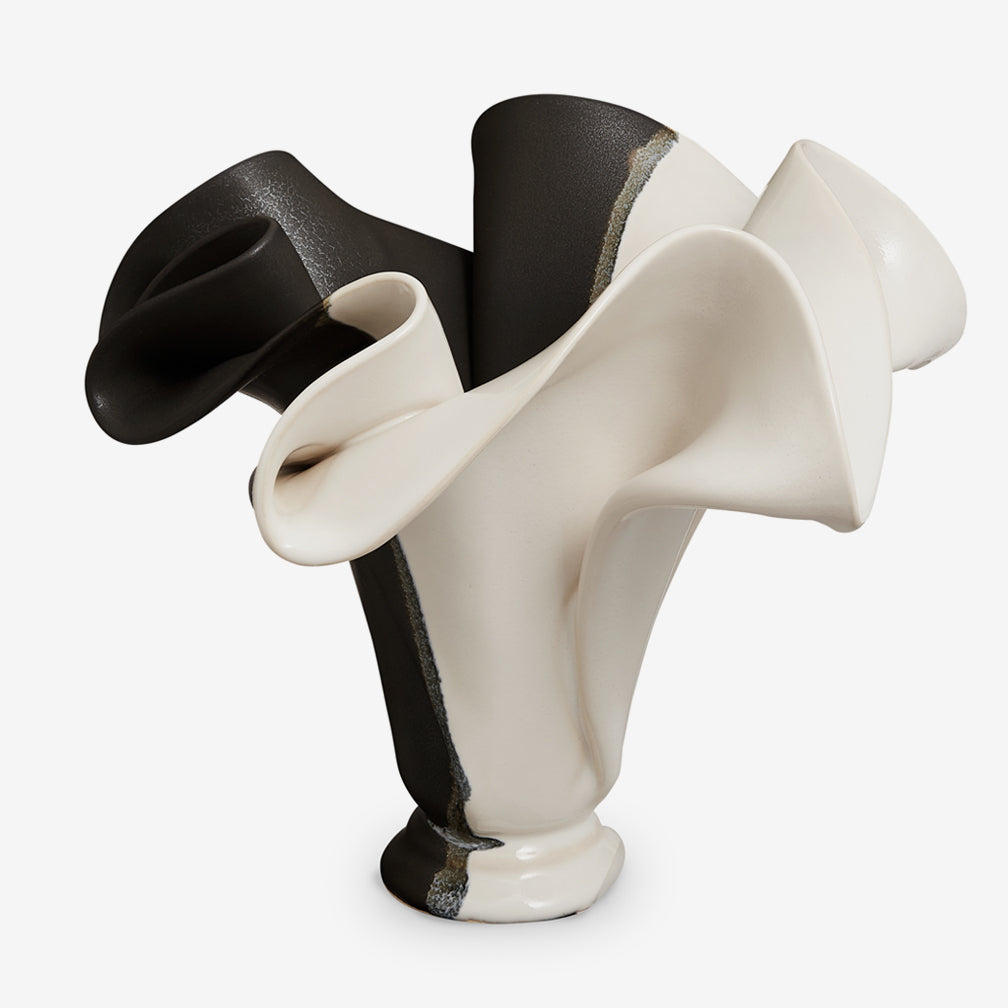 Hilborn Pottery Design: Sculpted Vase: Black & White