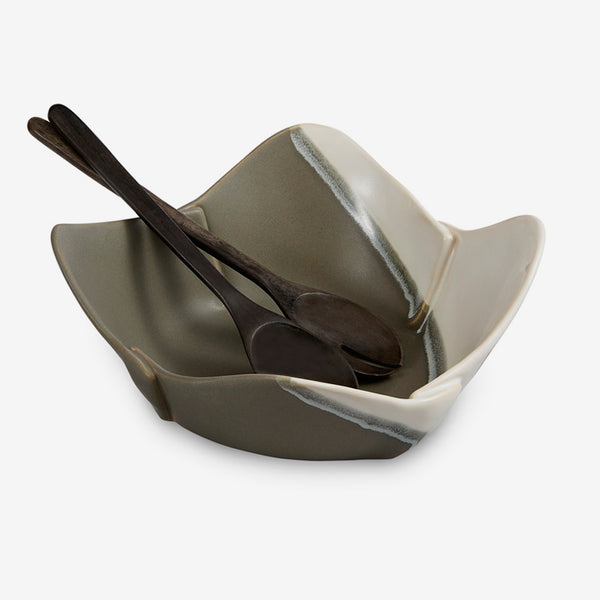 Hilborn Pottery Design: Square Bowl: Grey & White