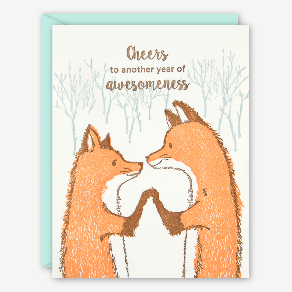 Ilee Papergoods: Anniversary Card: Cheers Foxes