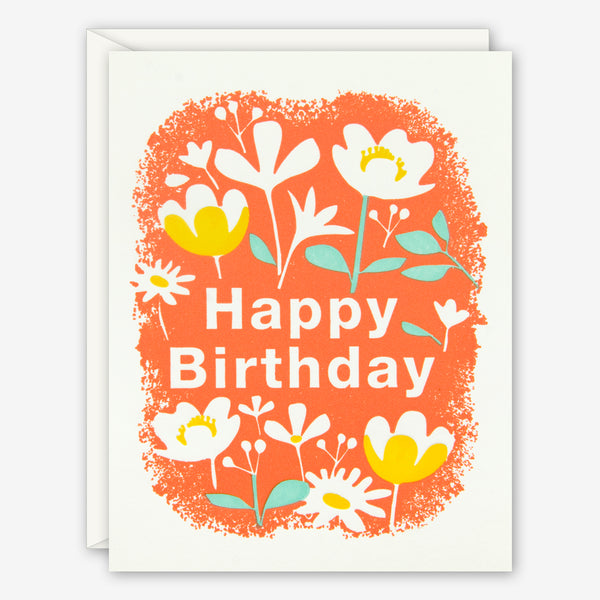 Ilee Papergoods: Birthday Card: Flowers with Orange Background