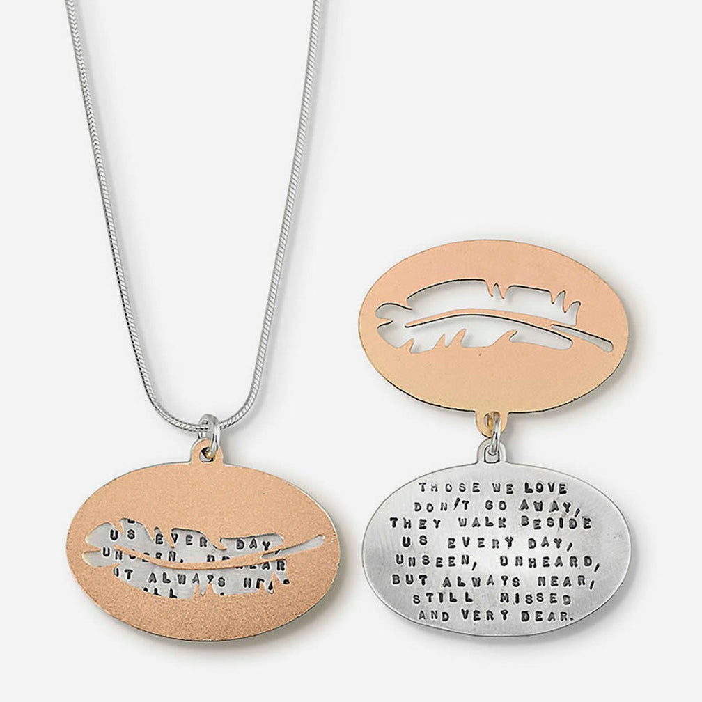 Kathy Bransfield Jewelry: Quote Necklace: Falling Feather