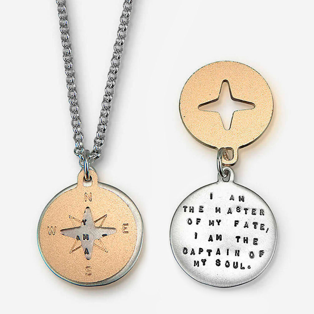 Kathy Bransfield Jewelry: Quote Necklace: Henley/Compass: Master of My Fate