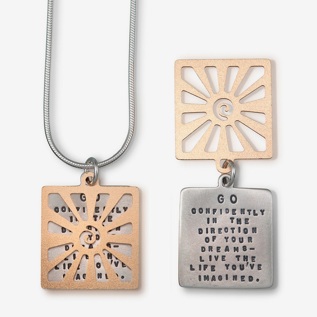 Kathy Bransfield Jewelry: Quote Necklace: Thoreau Sun