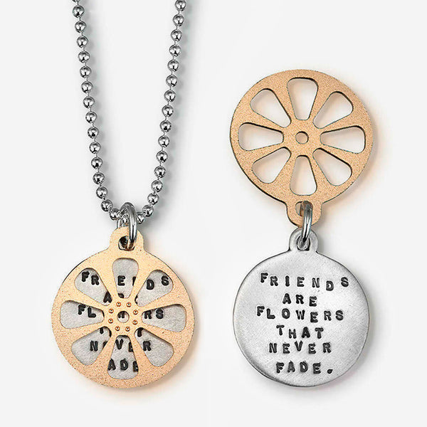 Kathy Bransfield Jewelry: Quote Necklace: Twirly Flower: Friends Are Flowers