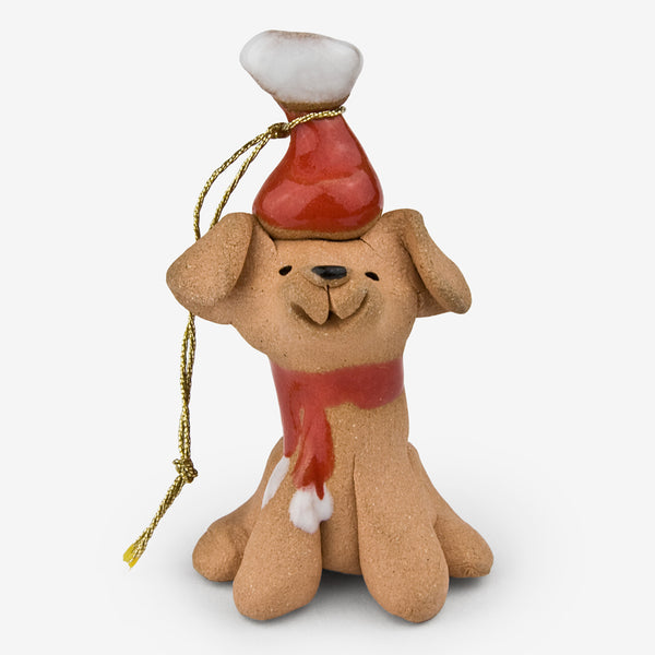 Little Guys: Ceramic Ornament: Santa Dog