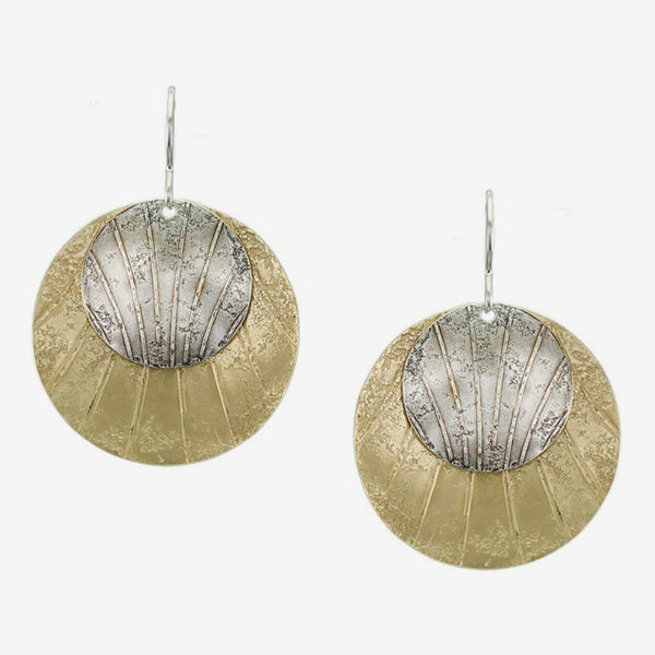 Marjorie Baer Wire Earrings: Layered Dished and Domed Patterned Discs