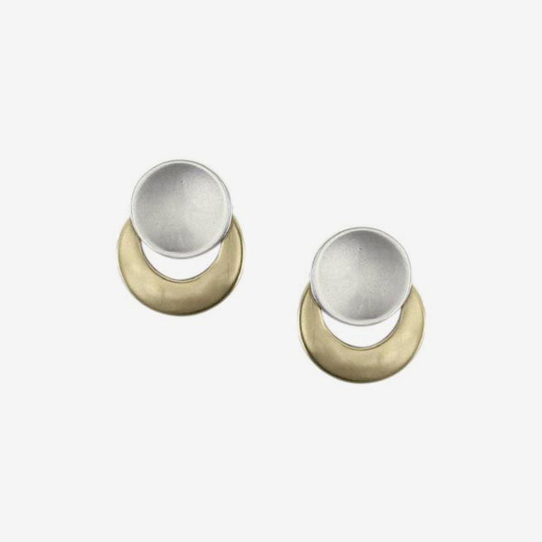Marjorie Baer Post Earrings: Small Dished Disc with Crescent