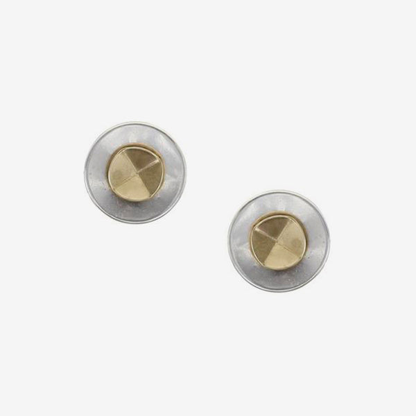 Marjorie Baer Post Earrings: Small Disc with Folded Disc