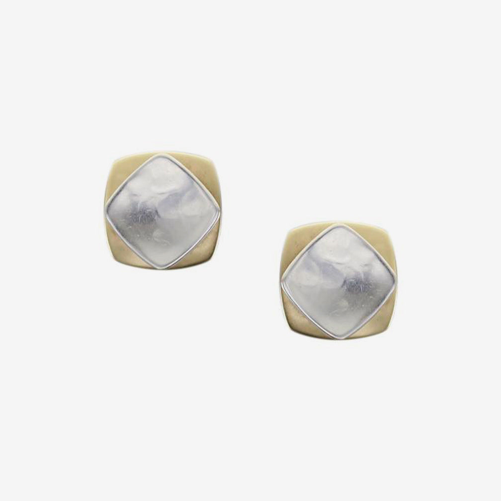 Marjorie Baer Post Earrings: Stacked Rounded Squares