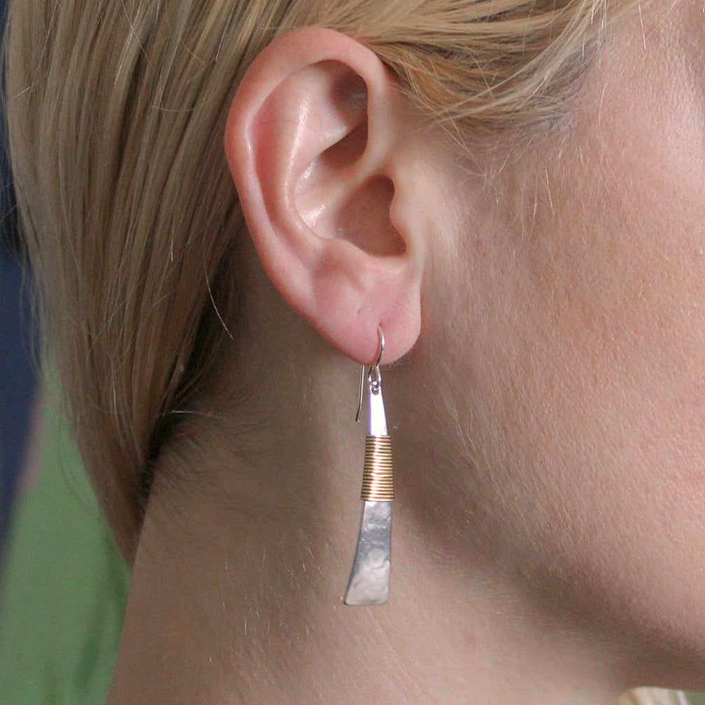 Marjorie Baer Wire Earrings: Long Wire Wrapped Triangle
