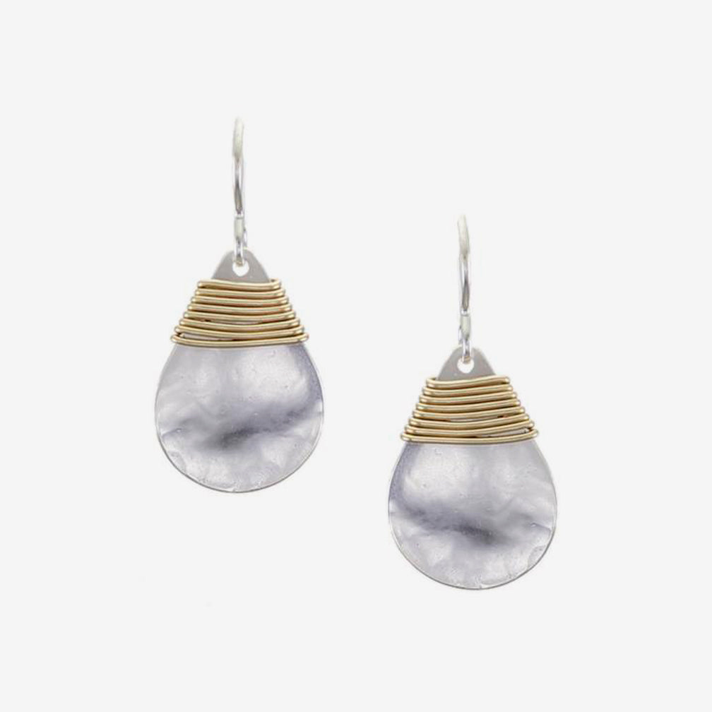 Marjorie Baer Wire Earrings: Small Hammered Wire Wrapped Teardrop