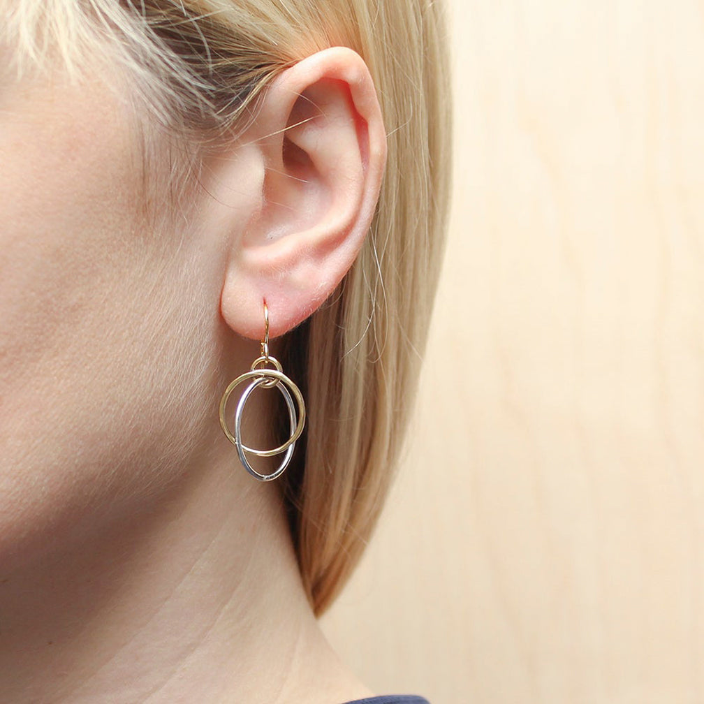 Marjorie Baer Wire Earrings: Interlocking Hammered Rings