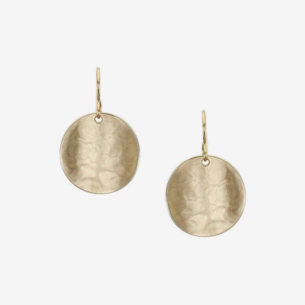 Marjorie Baer Wire Earrings: Curved Disc: Brass