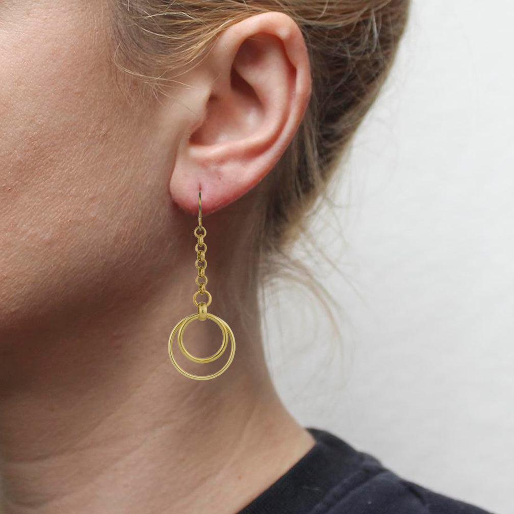 Marjorie Baer Wire Earrings: Chain with Hammered Rings