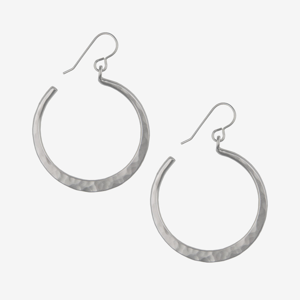 Marjorie Baer Wire Earrings: Hammered Hoop, Large