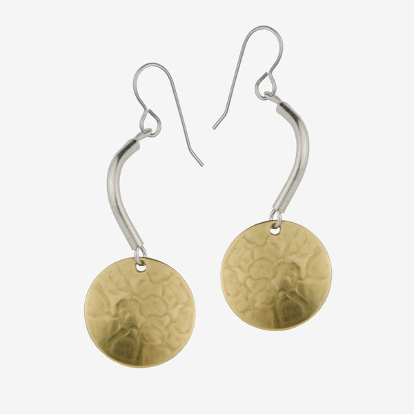 Marjorie Baer Wire Earrings: Curved Tube and Disc