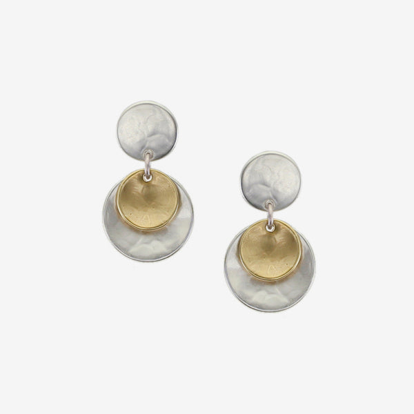Marjorie Baer Post Earrings: Disc with Layered Dished Discs