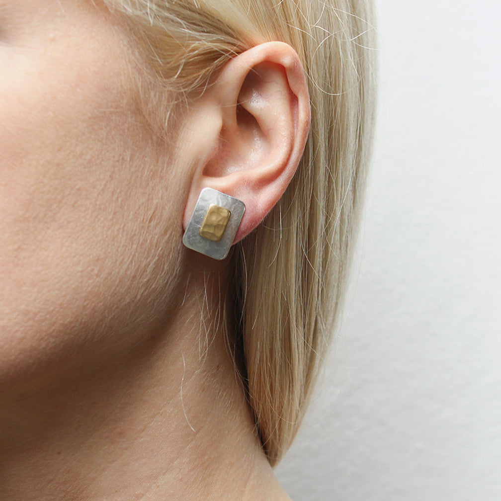Marjorie Baer Clip Earrings: Layered Rectangles