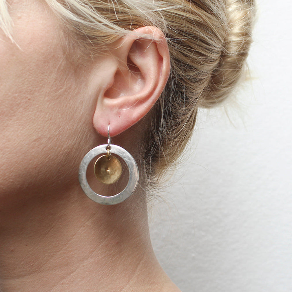 Marjorie Baer Wire Earrings: Wide Ring with Cymbal