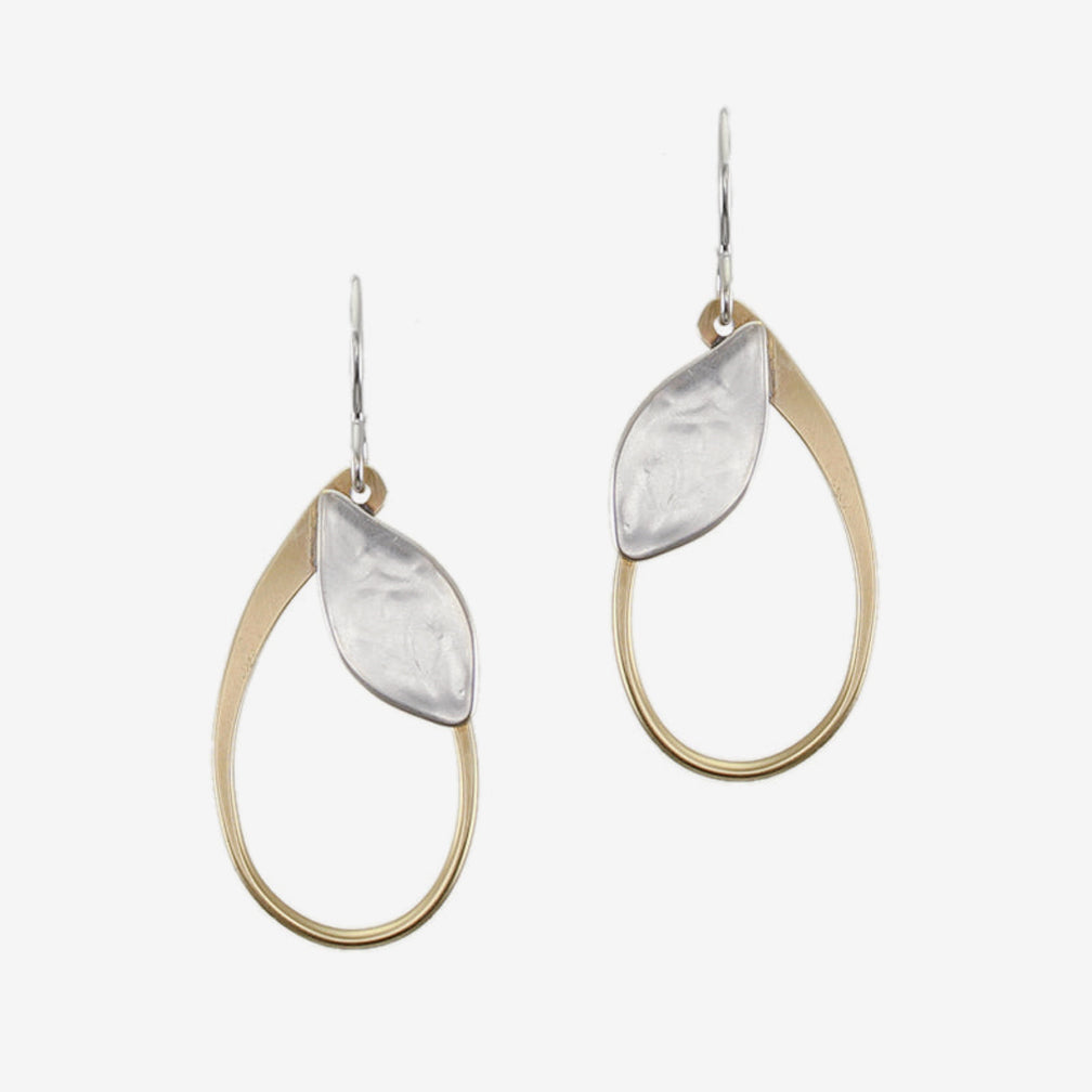 Marjorie Baer Wire Earrings: Leaf with Oval Ring