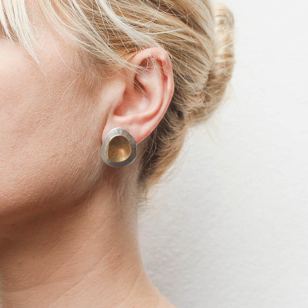 Marjorie Baer Clip Earrings: Layered Organic Discs