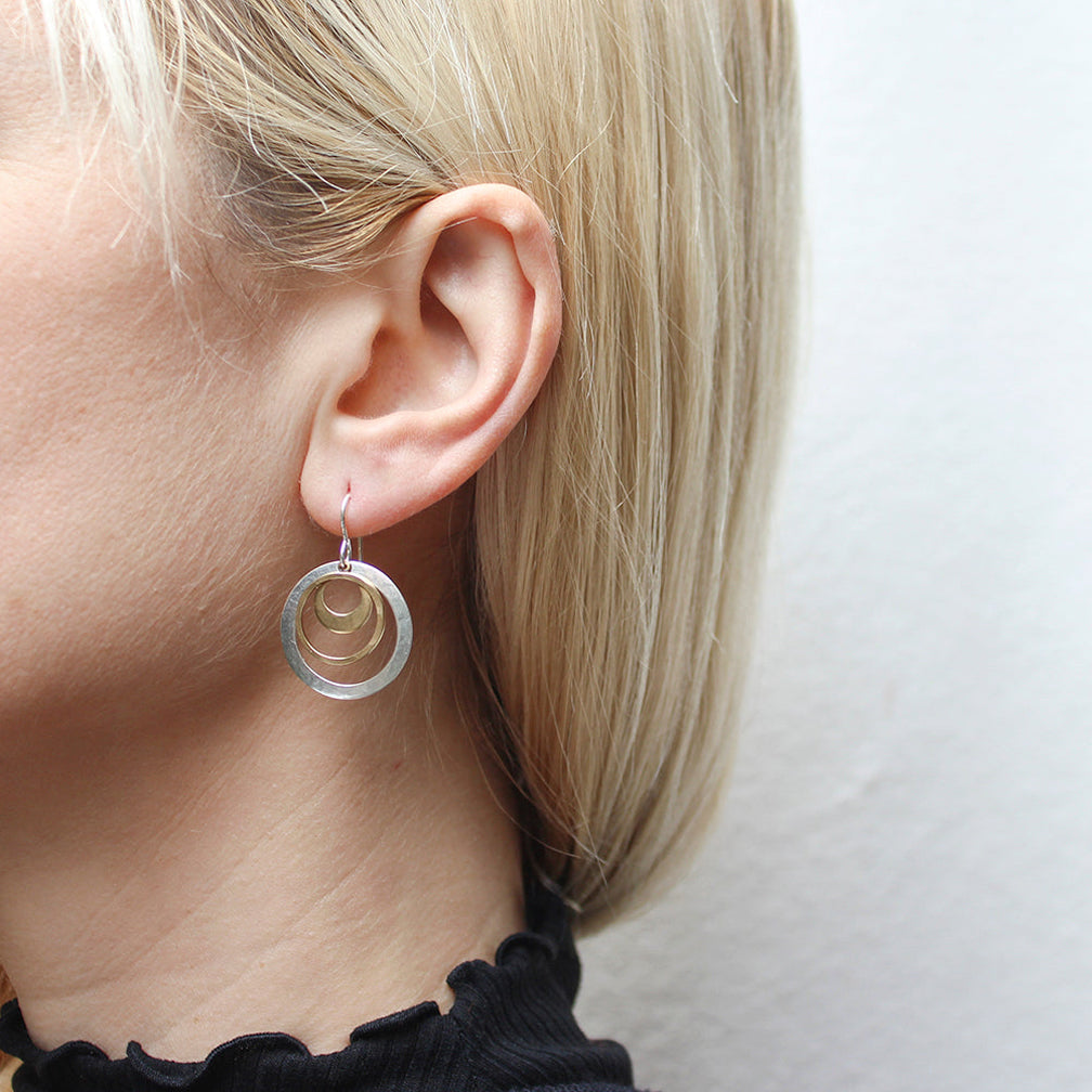 Marjorie Baer Wire Earrings: Small Rings with Cutout Disc