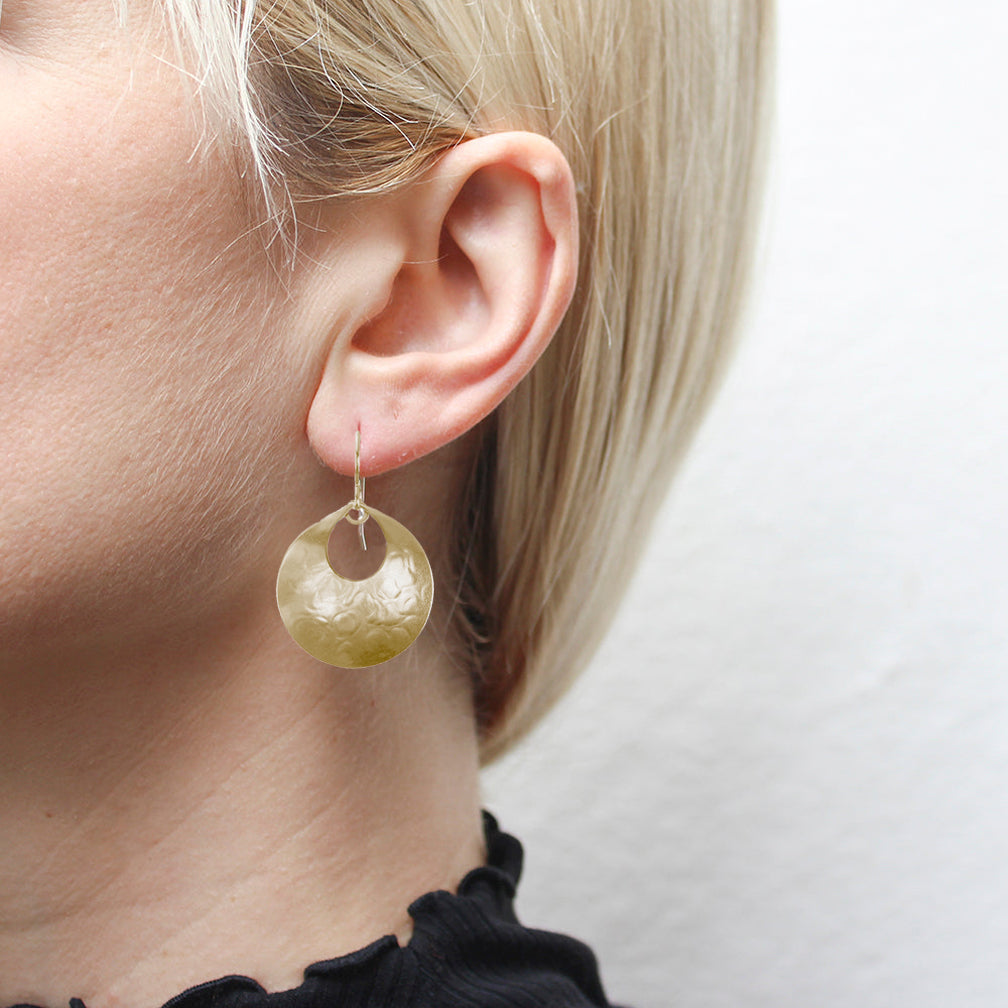 Marjorie Baer Wire Earrings: Crescent, Medium Brass