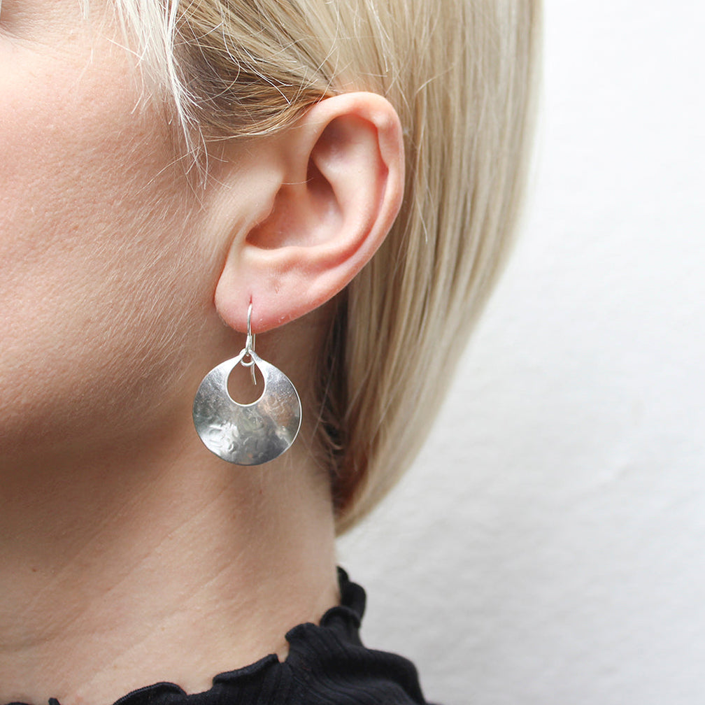 Marjorie Baer Wire Earrings: Crescent, Medium Silver