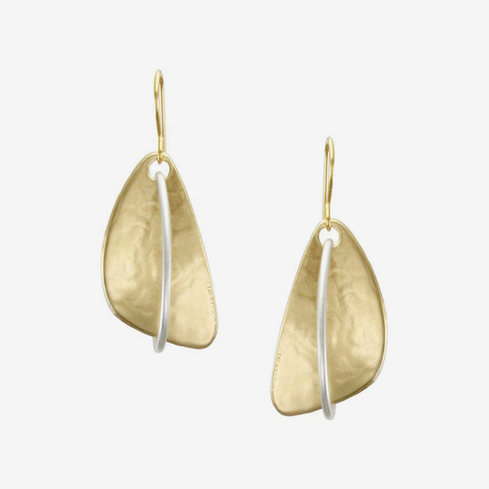 Marjorie Baer Wire Earrings: Triangle with Interlocking Ring