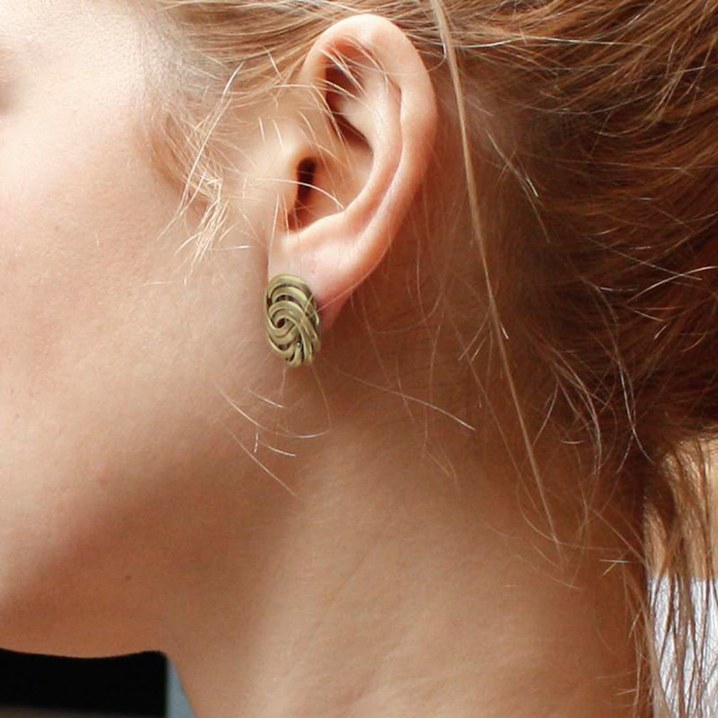 Marjorie Baer Post Earrings: Knot: Brass